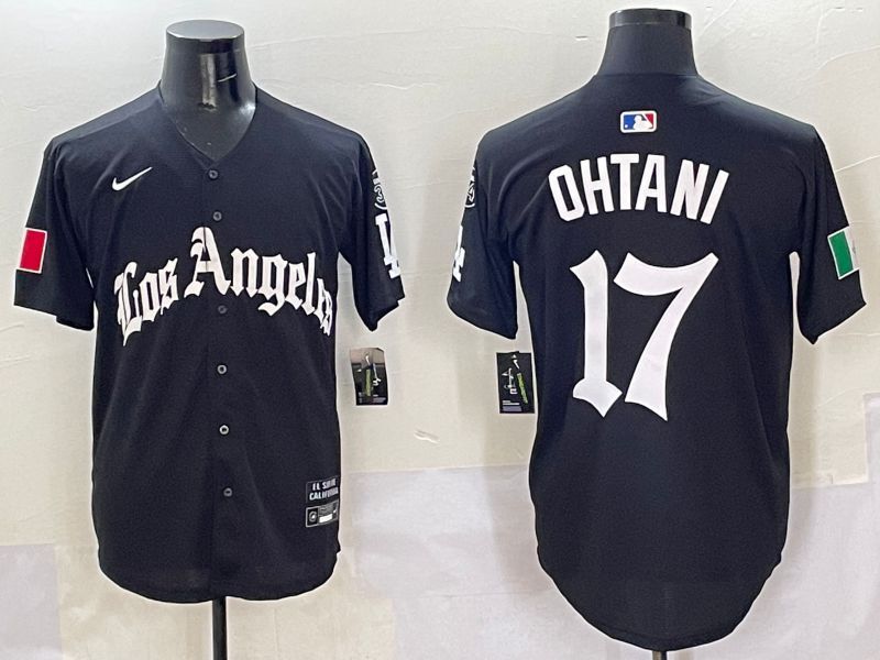 Men Los Angeles Dodgers #17 Ohtani Black Five generations Joint Name 2025 Nike MLB Jersey style 1->->